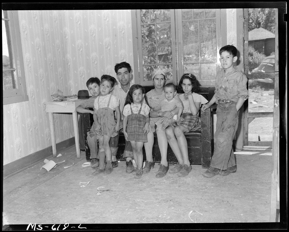 Family of Joe L. Montoya, miner, in living room of their home in company housing project. Royal Coal Company, Royal... - NARA - 540531