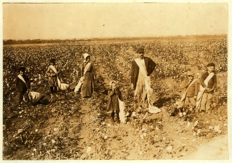 Family of L.H. Kirkpatrick, Route 1, Lawton, Okla. Children go to Mineral Wells School -39. Father, mother and five children (5, 6, 10, 11 and 12 years old) pick cotton. 'We pick a bale in LOC nclc.00591