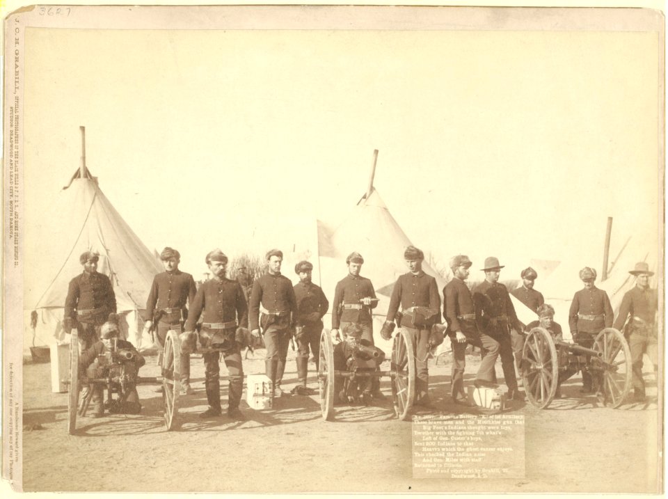 Famous Battery E of 1st Artillery. These brave men and the Hotchkiss gun that Big Foot's Indians thought were toys, together with the fighting 7th what's left of Gen. Custer's boys, sent LCCN99613846