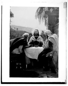 Famous religious paintings. 'The Breaking of Bread' at Emmaus, by Martinetti, in Latin Church at el-Kubebeh LOC matpc.07294