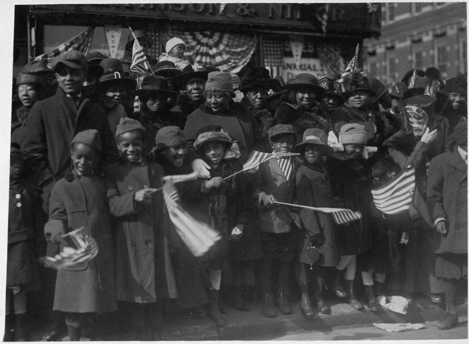 Famous New York (African American) regiment. (African American) children gathered along line of mar . . . - NARA - 533508