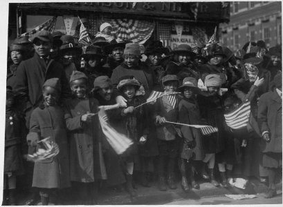 Famous New York (African American) regiment. (African American) children gathered along line of mar . . . - NARA - 533508
