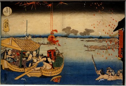 Famous Places of the Eastern Capital (Enjoying the Cool at Ryogoku), by Utagawa Kuniyoshi, Japan, Edo period, 1800s AD, woodblock print on paper - Tokyo National Museum - Tokyo, Japan - DSC09281 photo