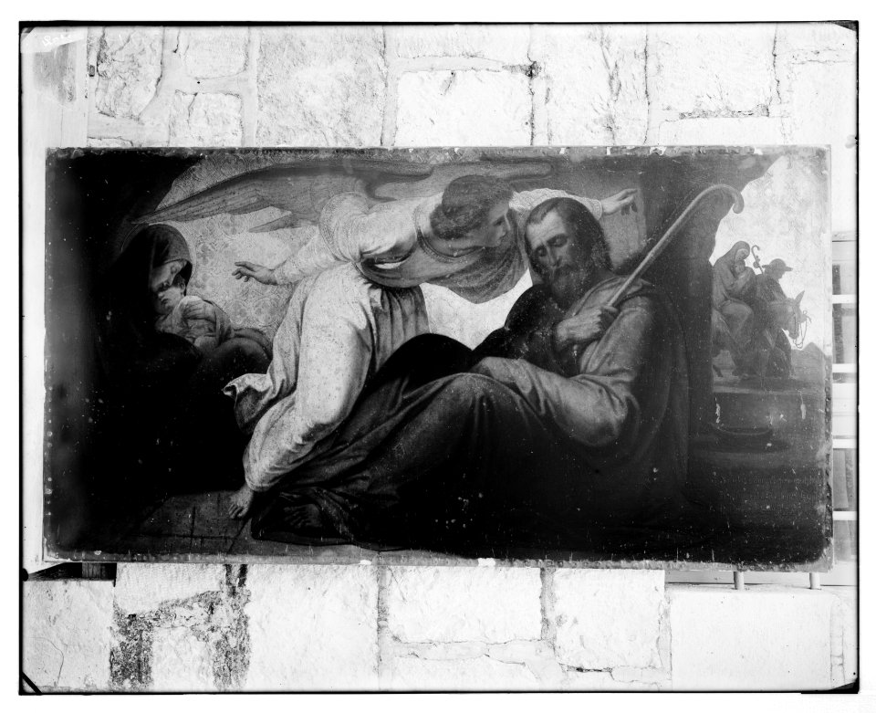 Famous religious paintings. Joseph's Dream and Flight into Egypt, in Church of the Nativity LOC matpc.07277