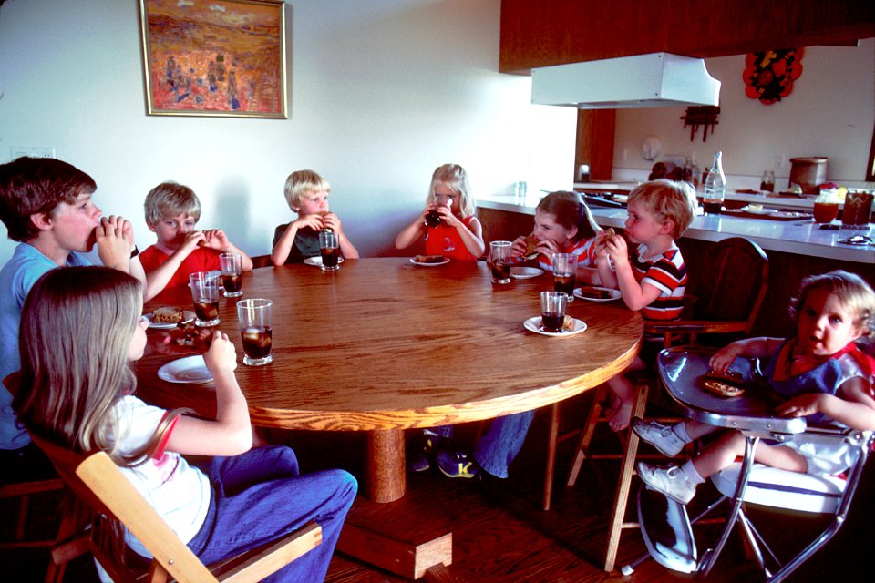 Family seated for a meal
