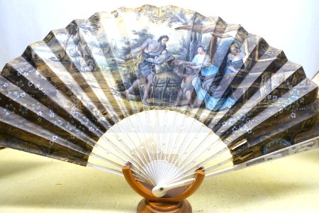 Fan, England, 19th century, Moses rescued from the Nile - Fan Room, Alcázar of Seville, Spain - DSC07319 photo