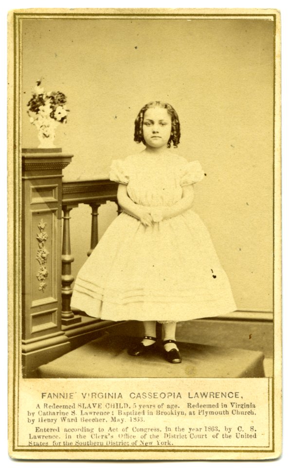 Fannie Virginia Casseopia Lawrence, a redeemed slave child, 5 years of age... - Kellogg Brothers, photographers, 279 Maint St., Hartford, Conn. LCCN2005681111
