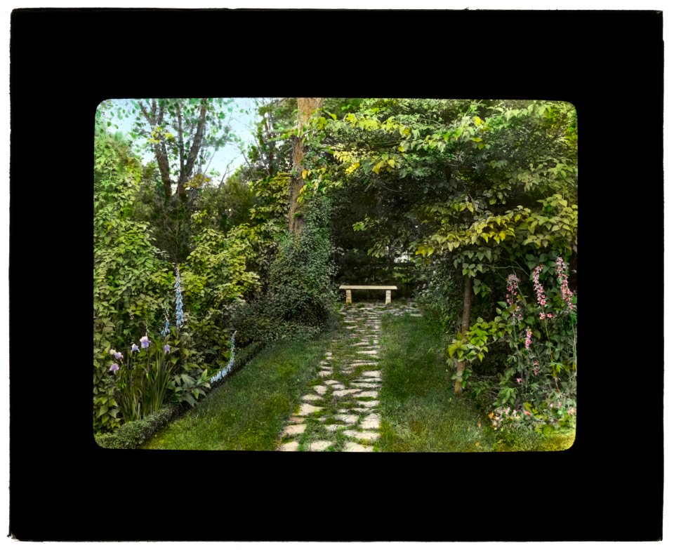Fanny A. Mulford house, Fulton Avenue, Hempstead, New York. Pathway to bench LCCN2008675774