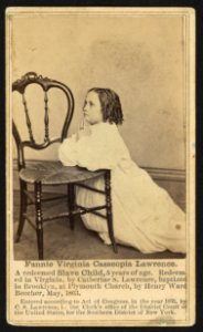 Fannie Virginia Casseopia Lawrence, a redeemed slave child, 5 years of age ... - R. S. De Lamater, photographer, 258 Main St., 3 doors above Post Office, Hartford, CT. LCCN2010647886