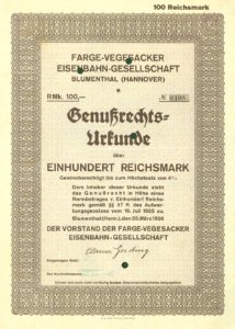 Farge-Vegesacker Eisenbahn-Gesellschaft 1926