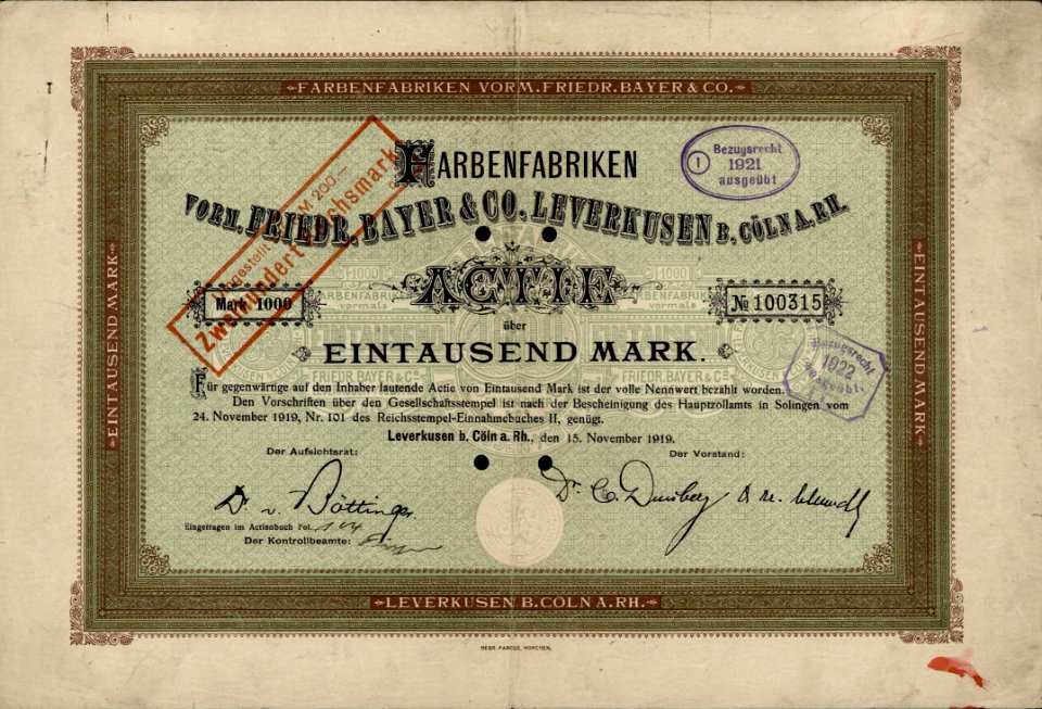 Farbenfabrik vorm. Friedr. Bayer & Comp 1919
