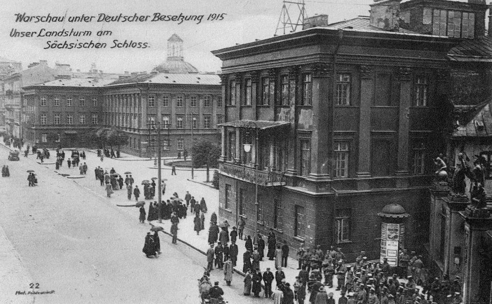 Fasada pałacu Saskiego od strony placu Saskiego przed 1919