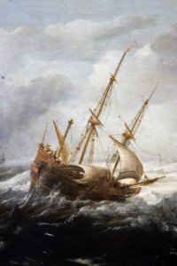 Fartyg i storm vid klippig kust. Detalj av - Hallwylska museet - 86677 photo