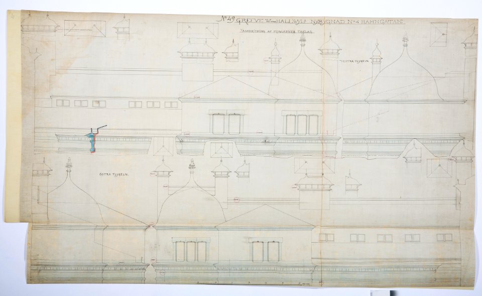 Fasadritning, fastigheten nr 4 Hamngatan - Hallwylska museet - 105278