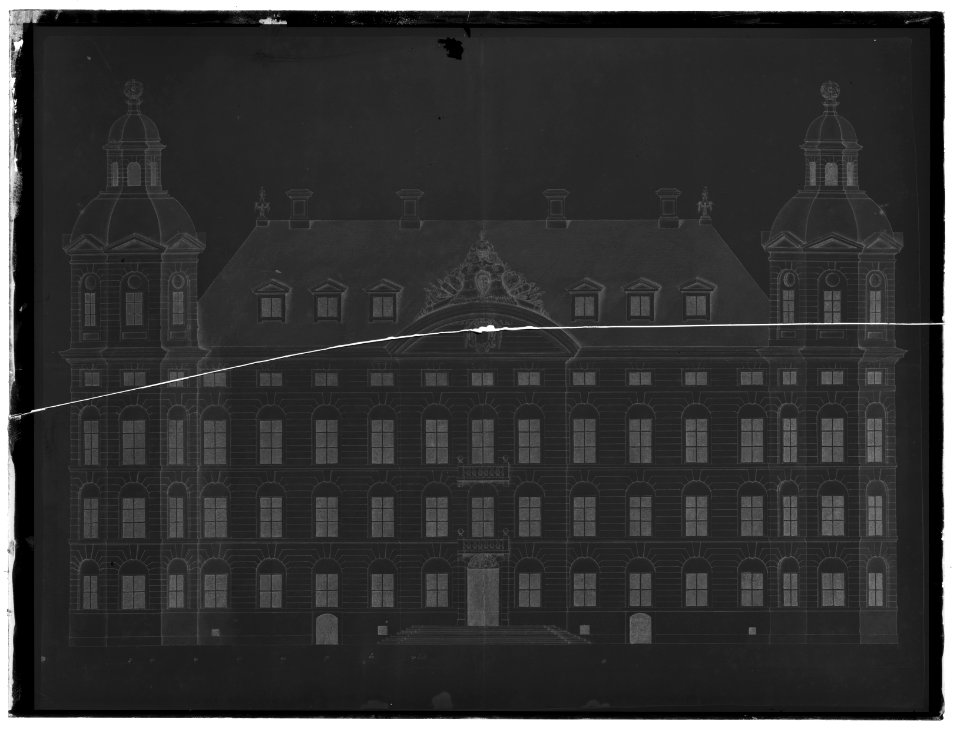 Fasadritning skokosters slott, sjösidan - Skoklosters slott - 77306-negative