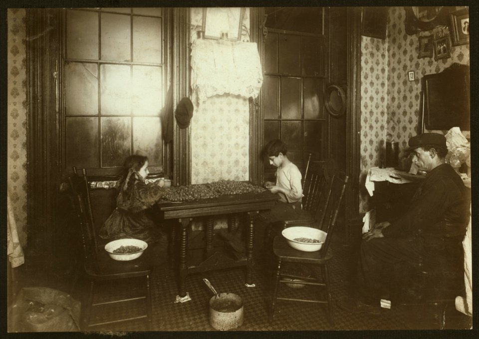Father loafs while children work. He has no employment (Marion Zerpoli, 145 Hudson St., N.Y.) Mother picks nuts in Habicht, Braun Nut Factory, Hudson and Laight Sts., N.Y. Gets $4.00 a week. LOC nclc.04097