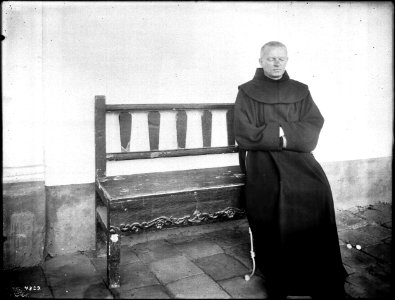 Father Superior Luager Slanter at Mission Santa Barbara, ca.1906 (CHS-4329) photo