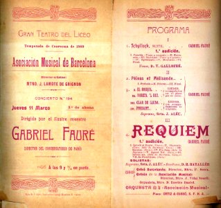 Fauré-Requiem Barcelona 1909