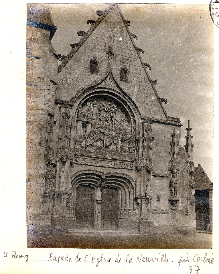 Façade de l'église de Neuville près de Corbie - Fonds Berthelé - 49Fi1871-37
