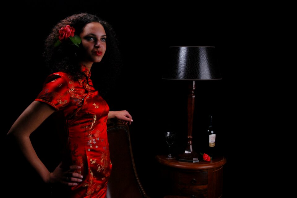 Young woman beauty red