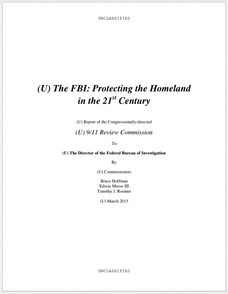 FBI 911 Review Commission Report Cover Page