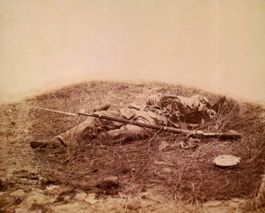 Federal soldier disembowelled by a shell, in the wheatfield Gettysburg 3 July1863