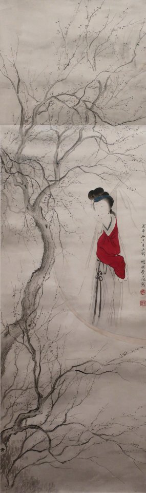 Beauty Peering through Curtains by Fei Danxu, 1848