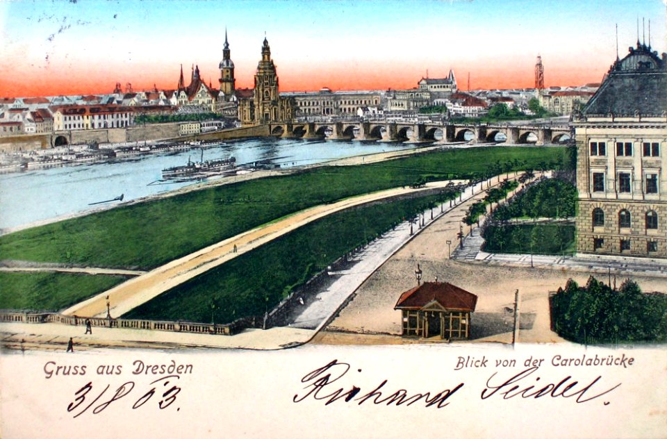 Fel 021482-REa Dresden, Blick von der Carolabrücke