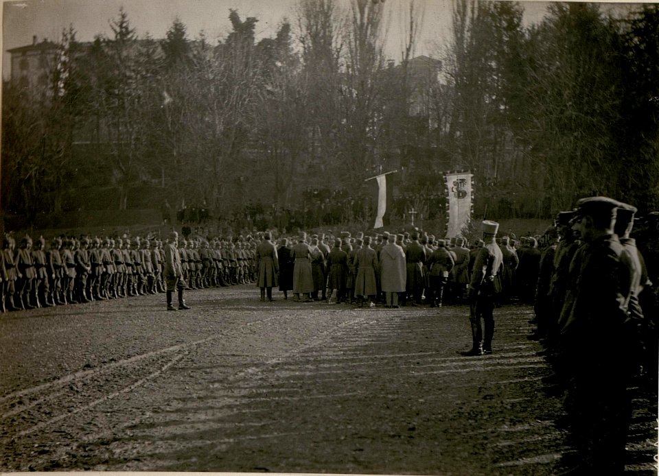 Feldgottesdienst anlässlich des Geburtsfestes Kaiser Wilhelms. (27.I.1918.) (BildID 15510446)