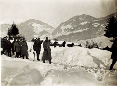 Feldmäßige Schießübung in St.Georgen bei Bruneck. Erzherzog Eugen, hinter ihm Exzellenz von Roth, Exzellenz Kraus und Major Levnaic. (BildID 15578317)