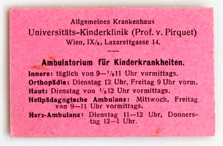 Feldpost von Hans 1932-05-01 geschätzt Ambulanzkarte Uni Kinderklinik Wien 2
