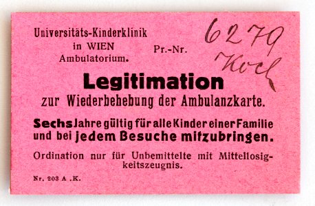 Feldpost von Hans 1932-05-01 geschätzt Ambulanzkarte Uni Kinderklinik Wien 1