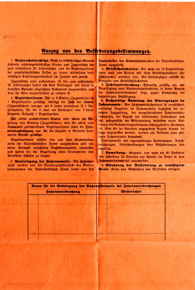 Feldpost von Hans 1935-08-05 Fahrausweis Vaterländische Front 5
