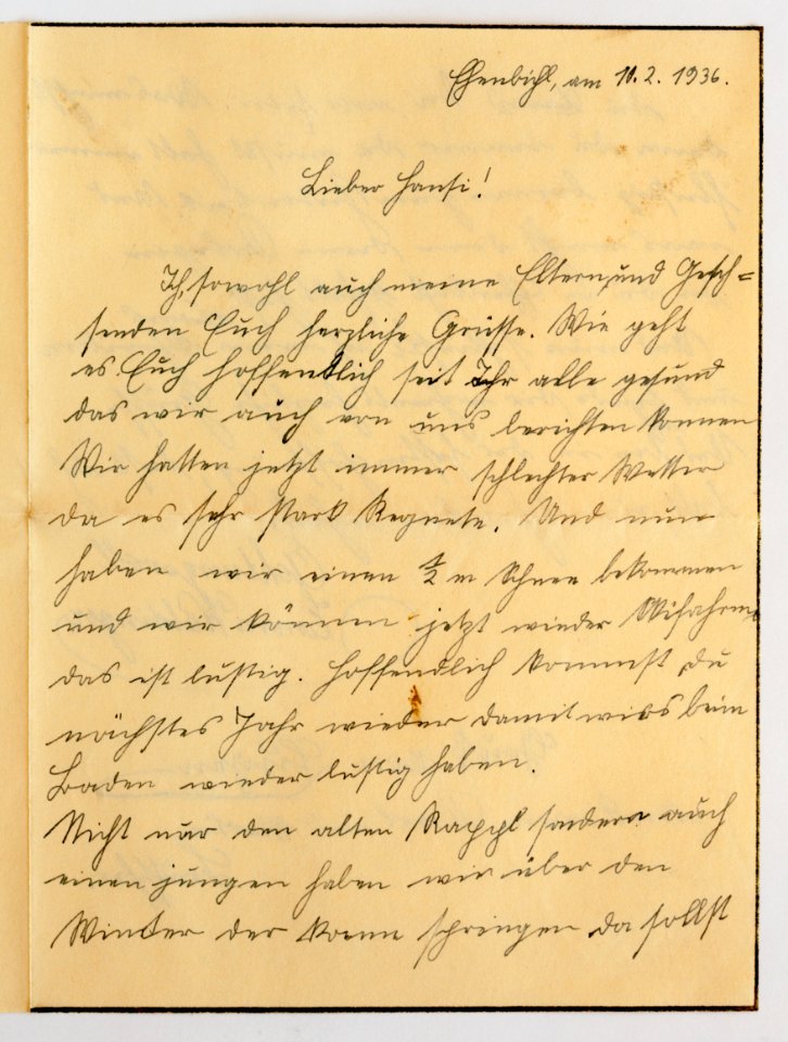 Feldpost von Hans 1936-02-10 geschätzt Familie 3
