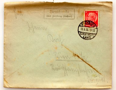 Feldpost von Hans 1938-09-18 1