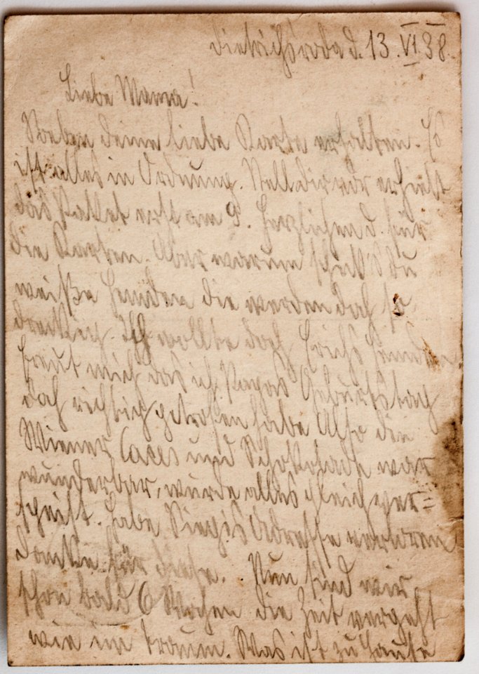 Feldpost von Hans 1938-06-13 2