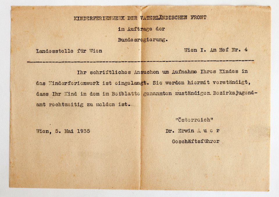 Feldpost von Hans 1935-05-05 Kinderferienwerk der Vaterländischen Front1