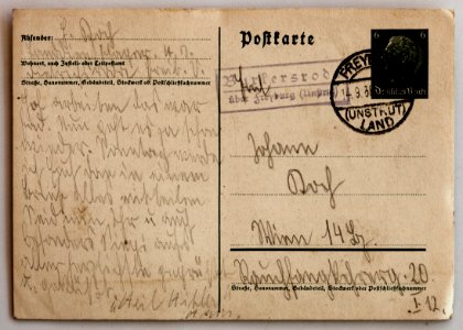 Feldpost von Hans 1938-09-13 1