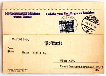 Feldpost von Hans 1937-05-04 Schlosshauptmannschaft Schönbrunn 1