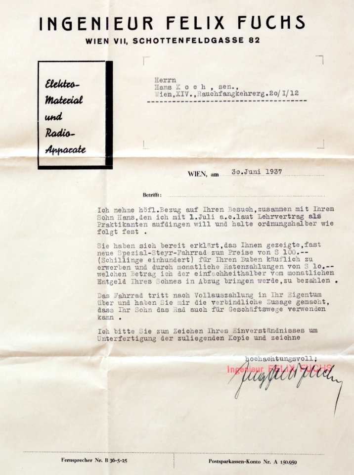 Feldpost von Hans 1937-06-30 1