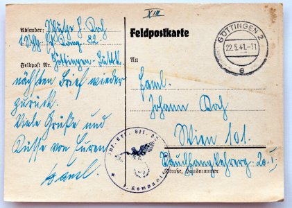 Feldpost von Hans 1941-05-21 1