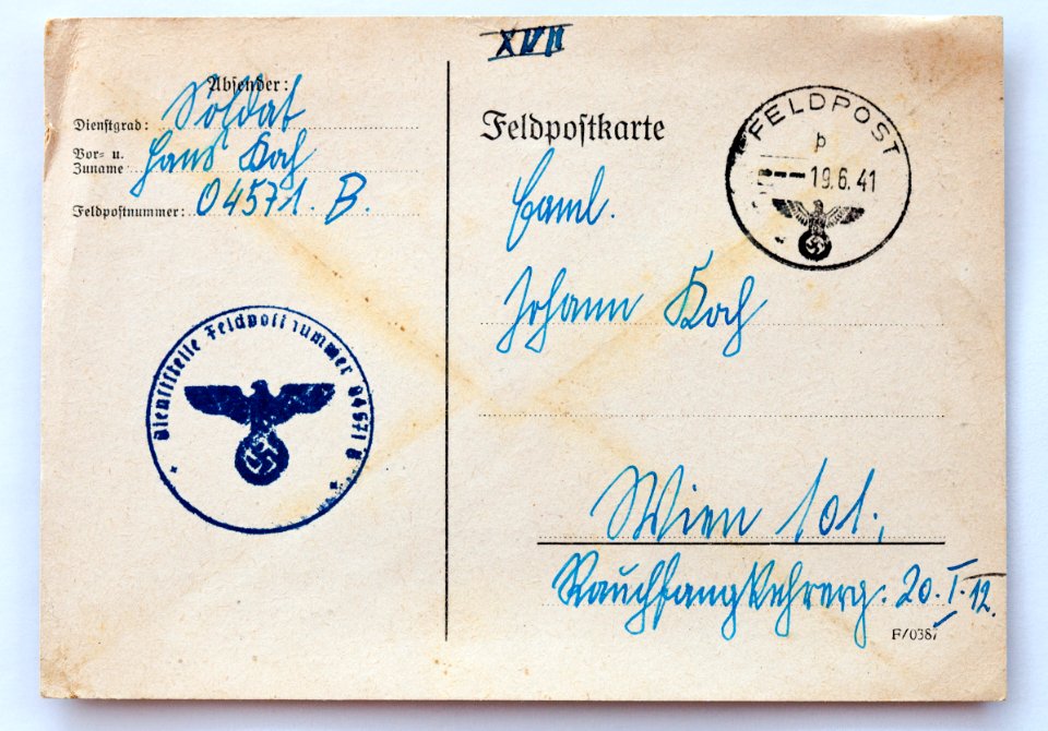 Feldpost von Hans 1941-06-16 1