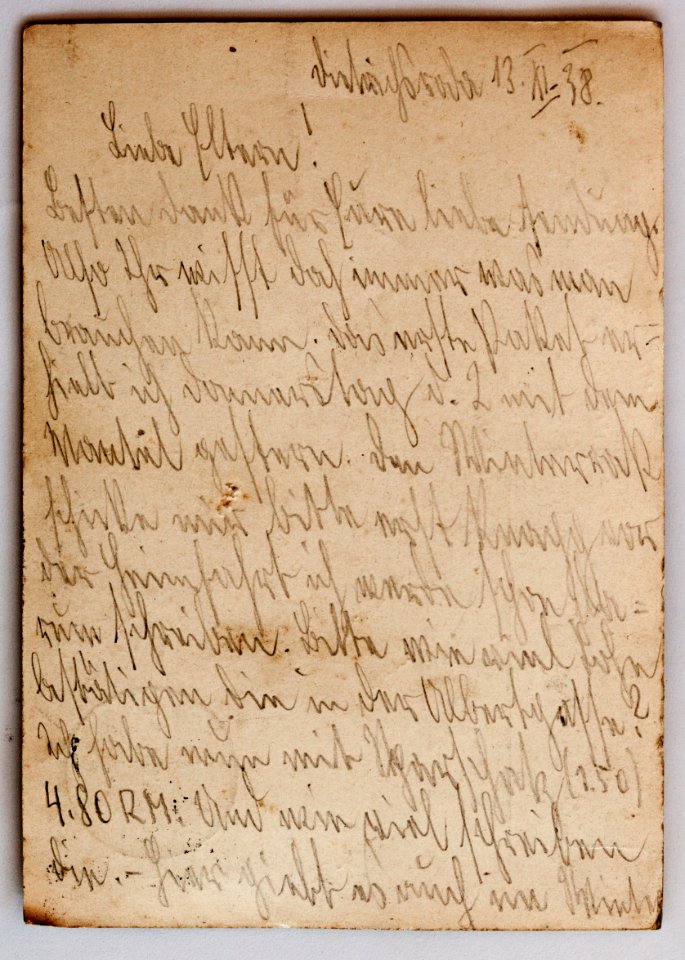 Feldpost von Hans 1938-11-13 2