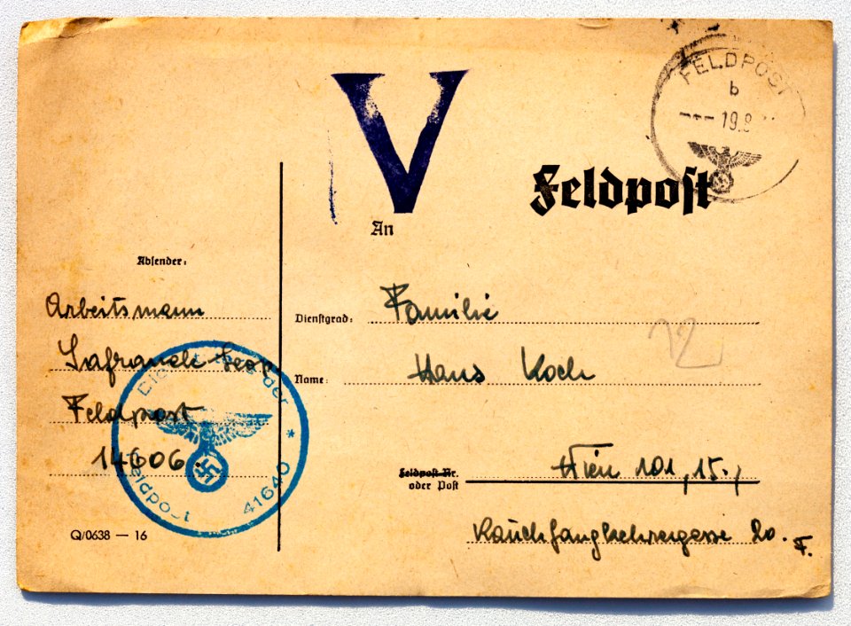 Feldpost von Hans 1941-08-16 1 Freund