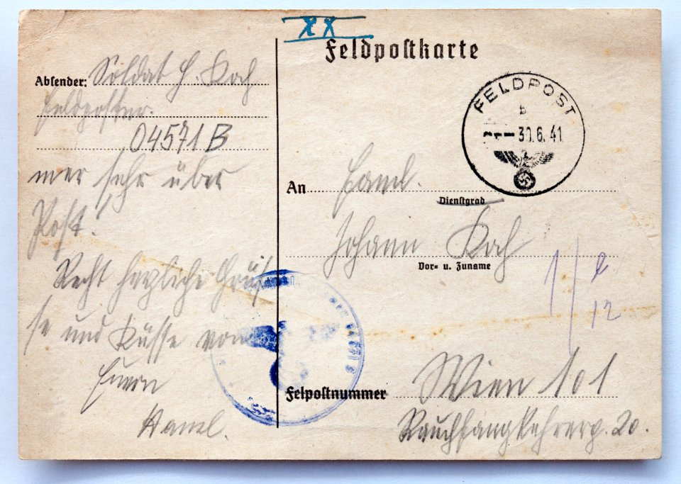 Feldpost von Hans 1941-06-30 1