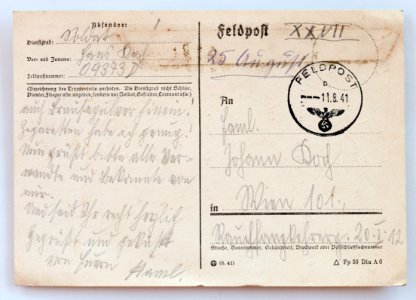 Feldpost von Hans 1941-08-07 1