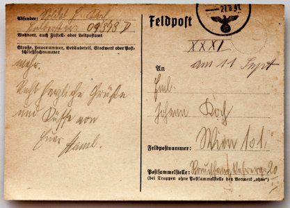 Feldpost von Hans 1941-08-23 1