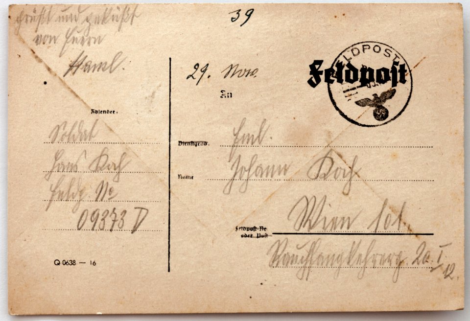 Feldpost von Hans 1941-10-21 1