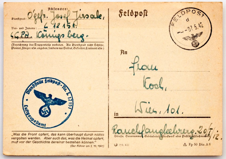 Feldpost von Hans 1942-05-05 1 Freund