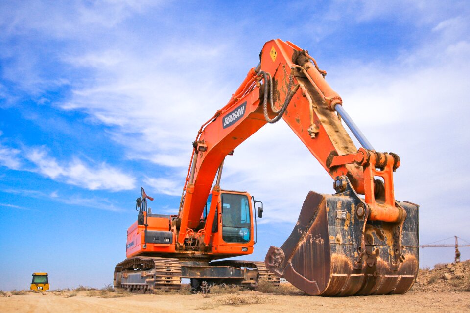 Machine power shovel blue power